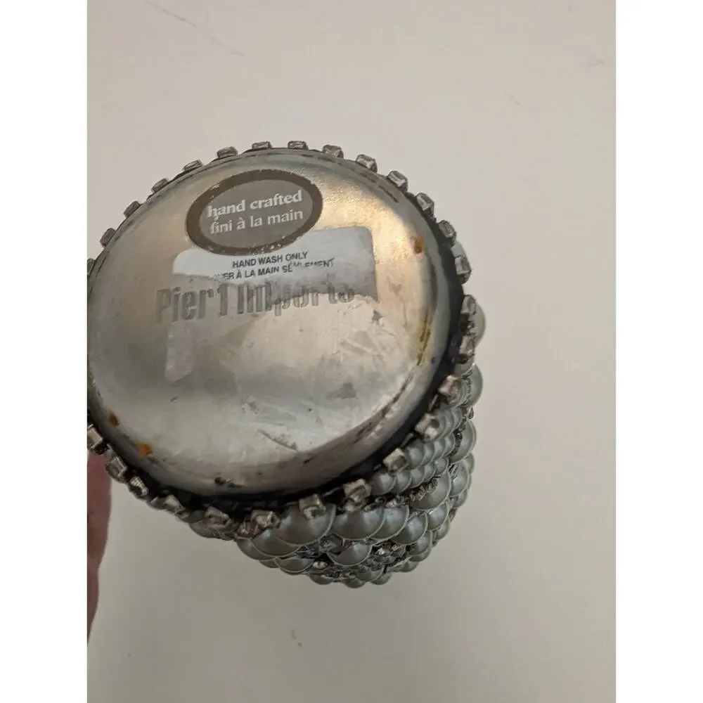 Coctail Shaker Pier One Beaded Pearl Silver Entertaining Party Barware Glam